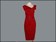 Jackie O. inspired red dress designed by Sophea Parros.